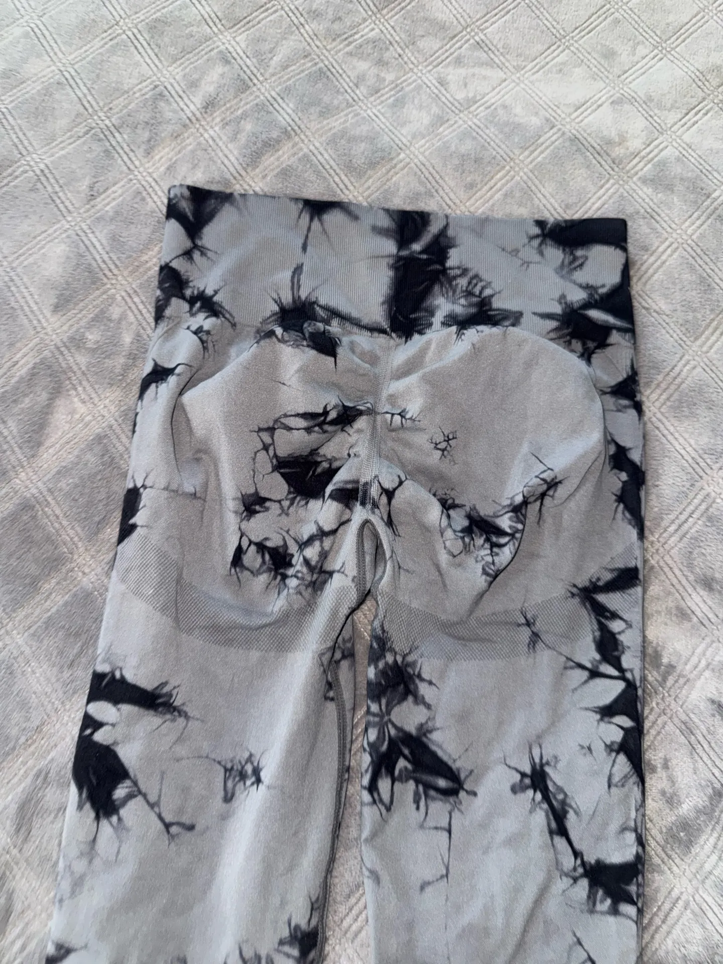 Tie Dye High Waisted Yoga Pants Seamless Scrunch Butt Lifting tummy control M Gray Size M - Image 5