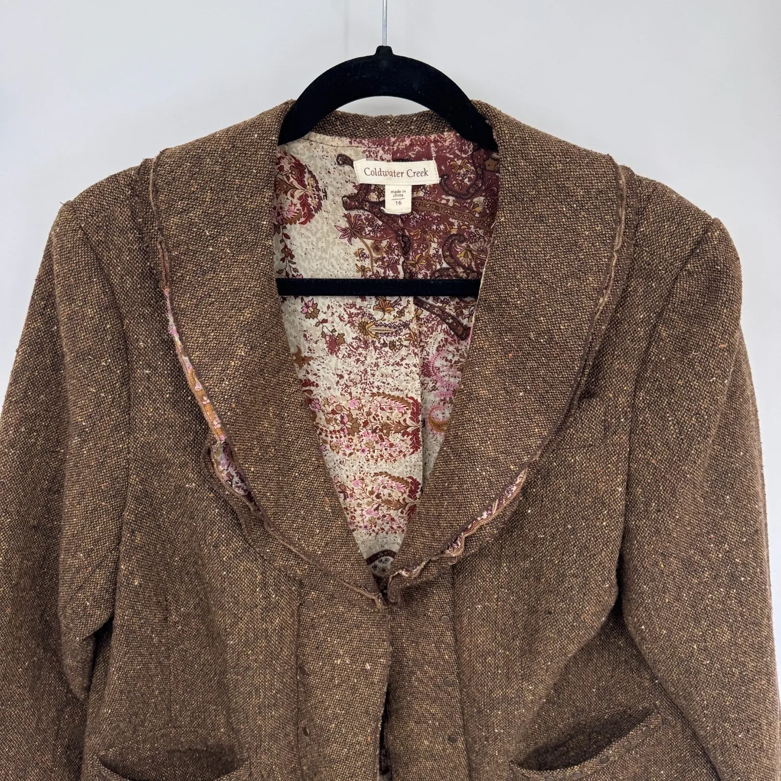 Vintage Y2K Coldwater Creek Romantic Steampunk Jacket Womens 16 Brown Wool Blend - Image 2