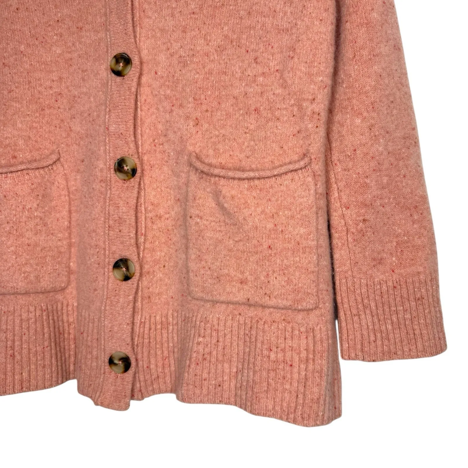 Madewell M‎ Boiled Merino Wool Donegal Maysfield Cardigan Sweater in Peach - Image 2