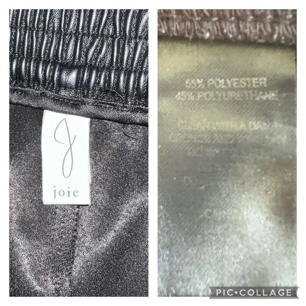 Joie Pants Faux Leather Smocked High Waist Straight Black Trousers 6 Pull On - Image 16