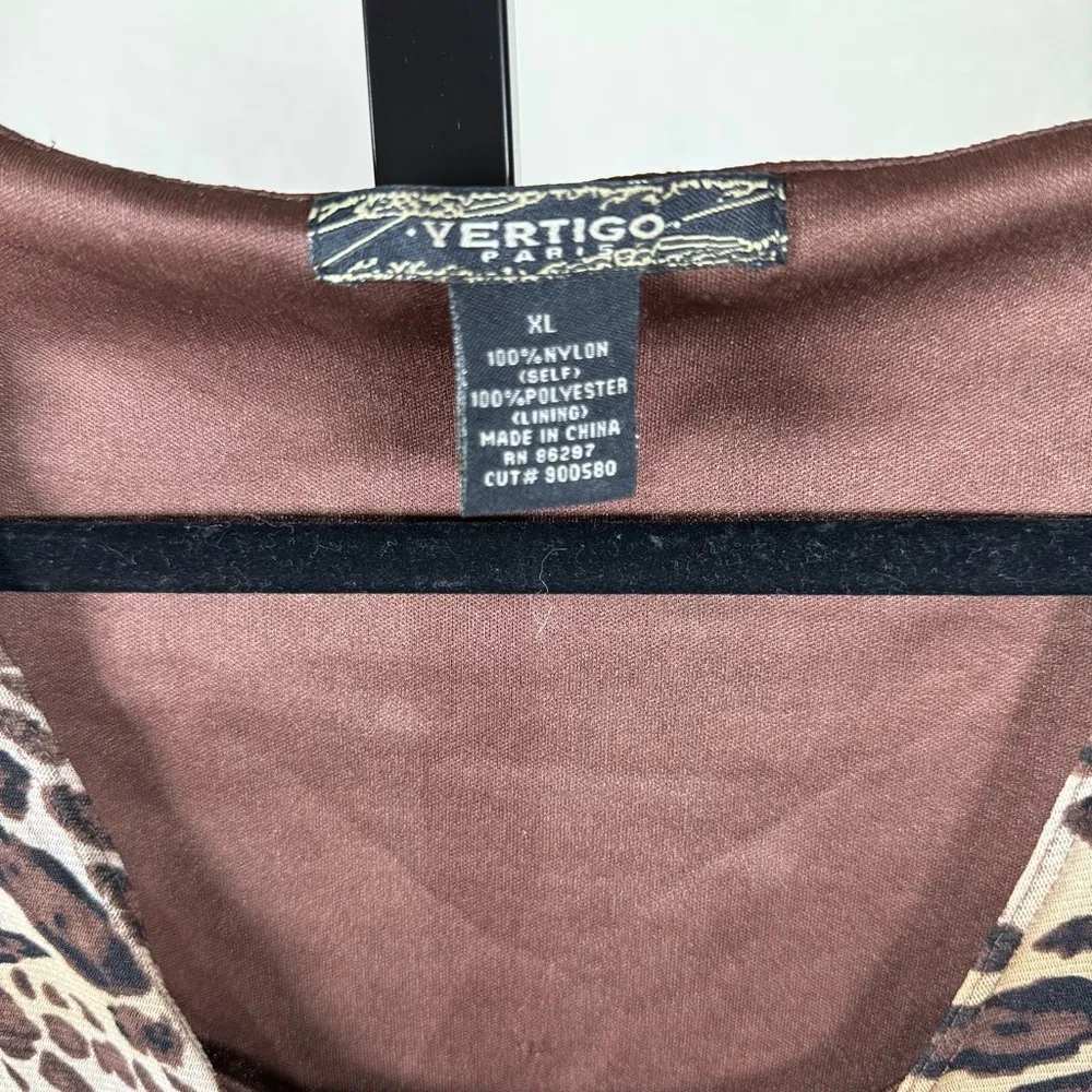 Vertigo Paris Leopard Animal Print Dress XL Sheer Mesh Y2K Retro Glam Stretch - Image 7