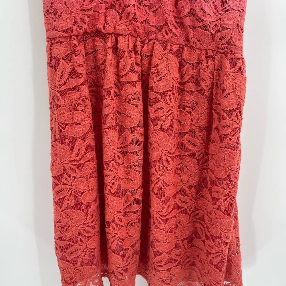 URBAN OUTFITTERS Pins and Needles Dress Red-Orange Lace Overlay Cute size medium - Image 5