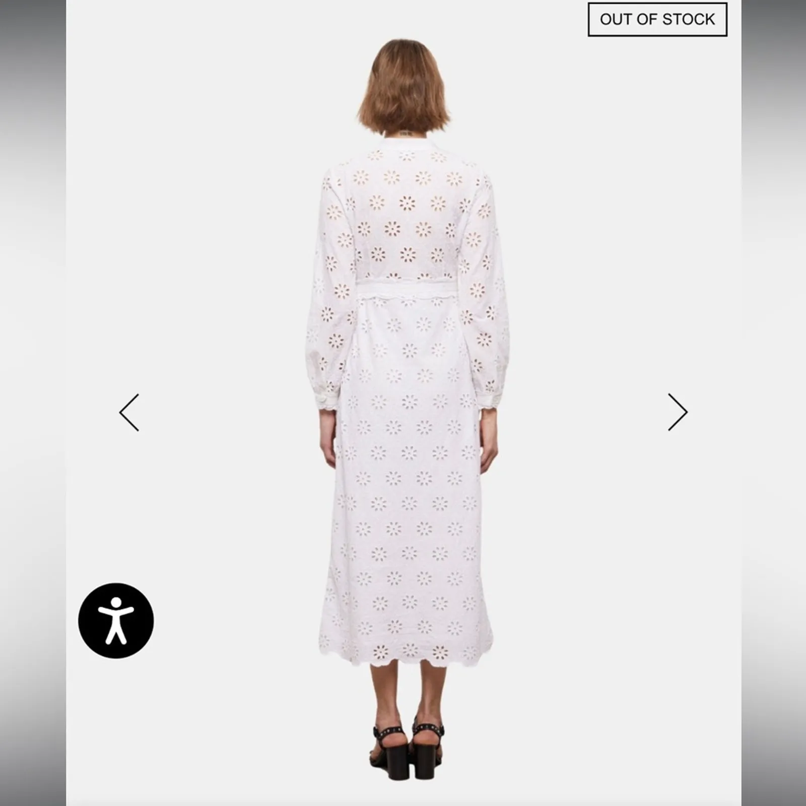 The Kooples Long White Dress With Broderie Anglaise Floral Midi‎ Sz 1 (S) NEW - Image 2