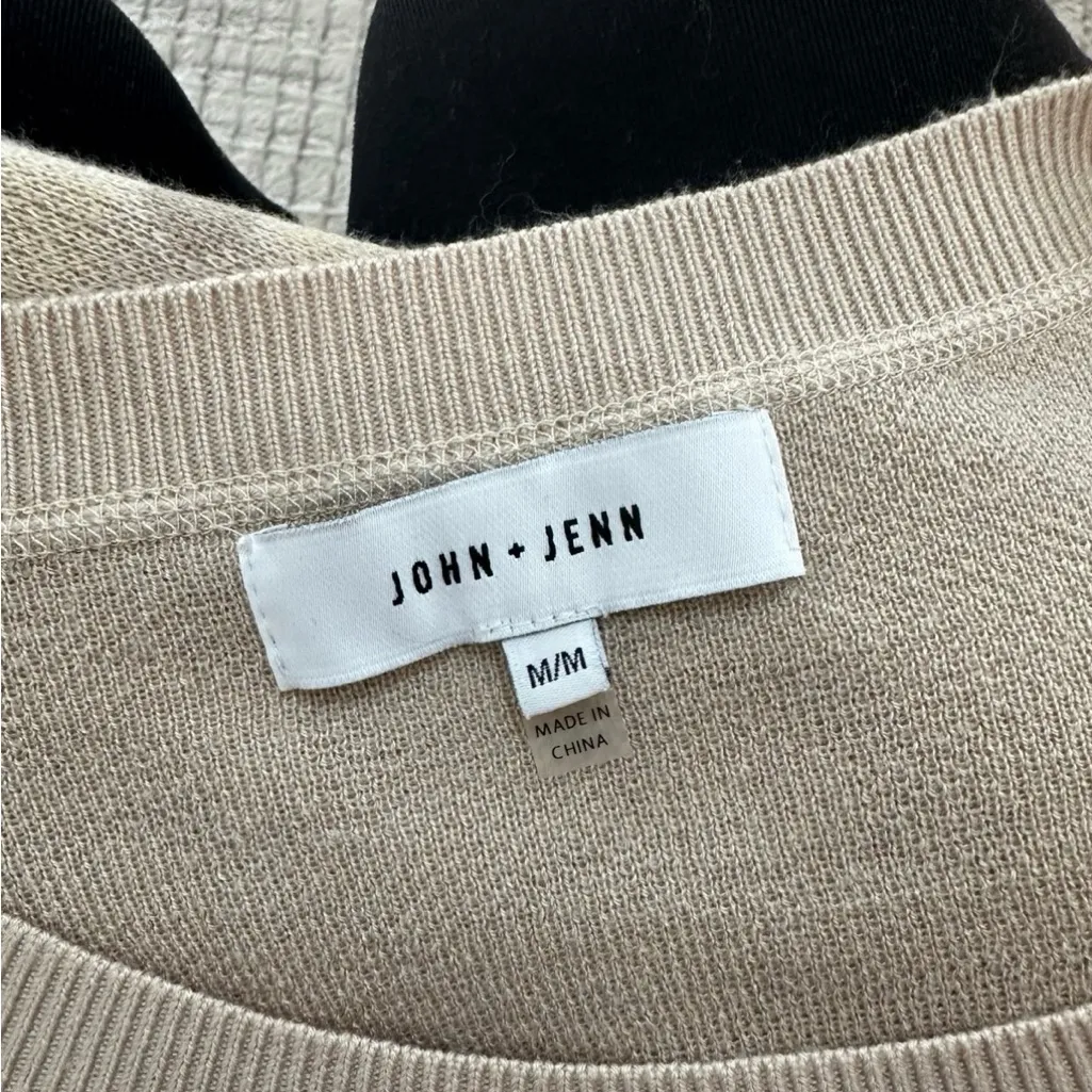 John + Jenn Beige Camo Crew Neck Sweater - Image 2