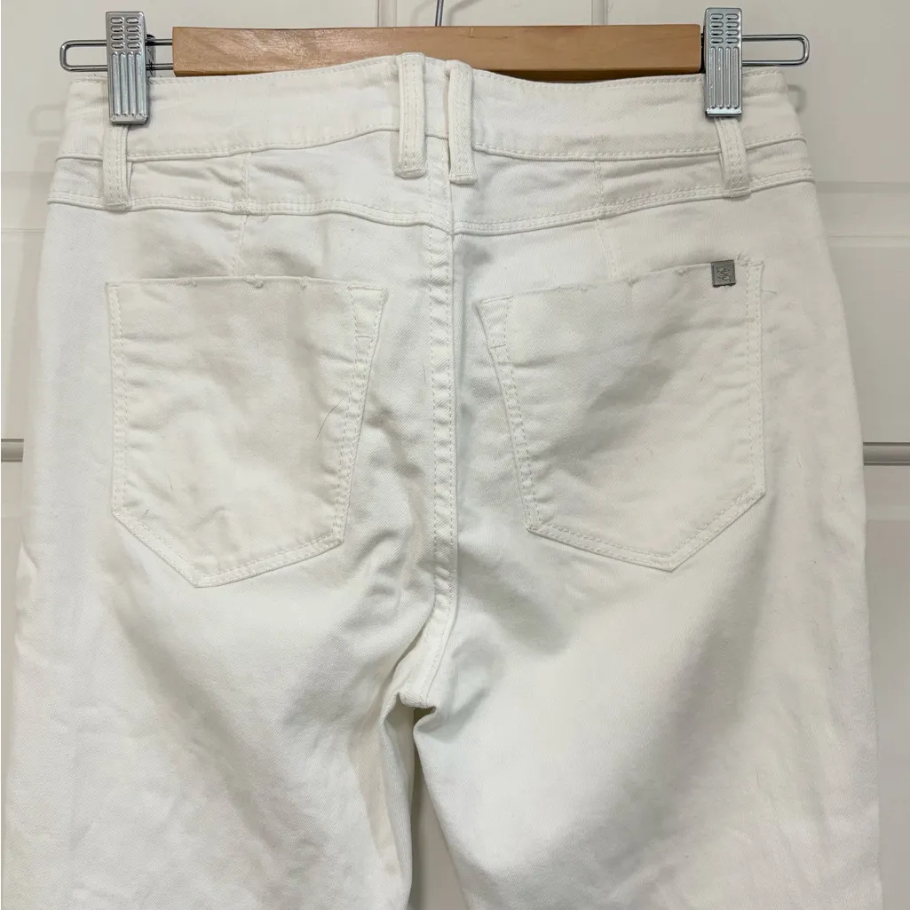 bebe White Skinny Jeans Super Distressed Tight Fit Baddie It Girl Glam Size 27 - Image 5