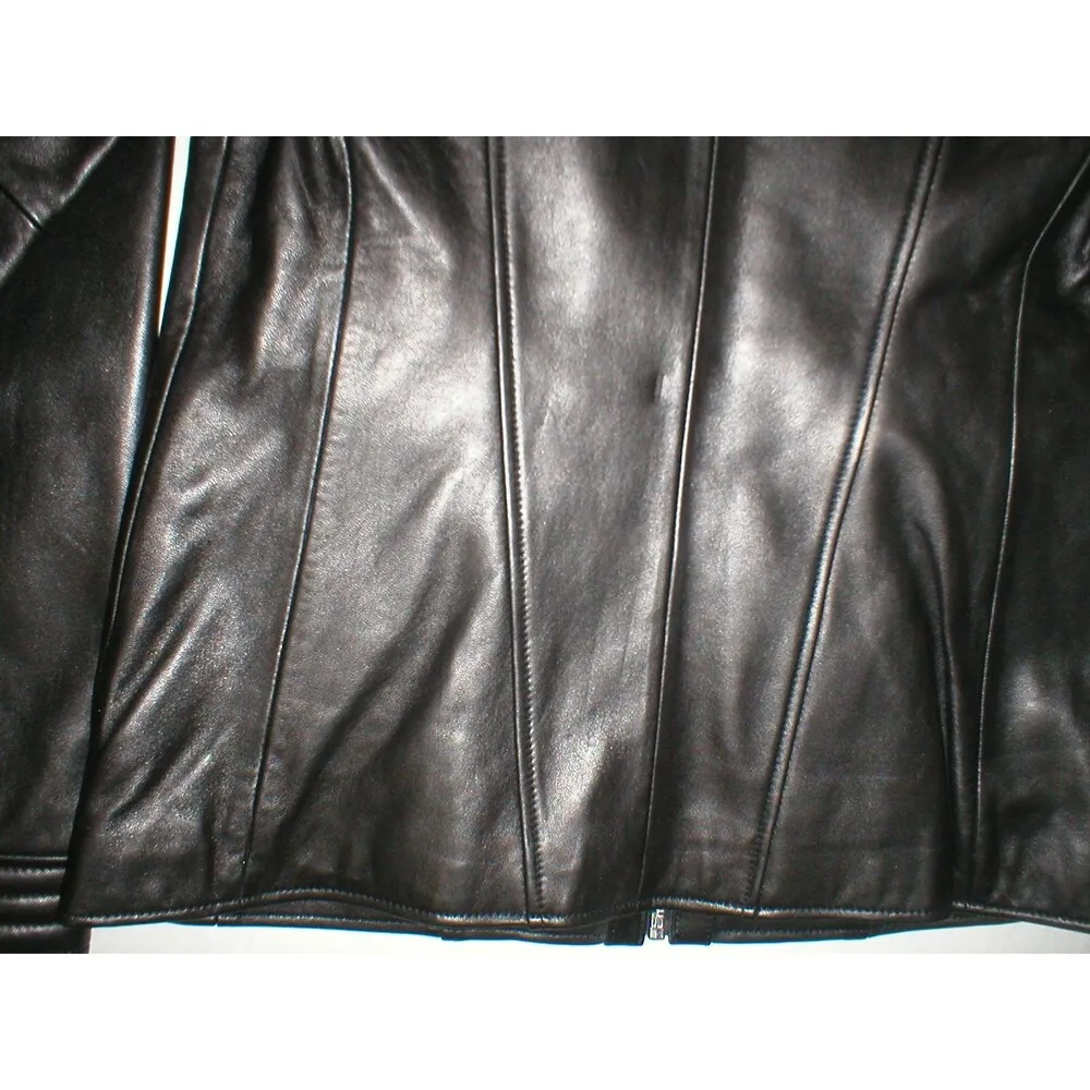 New Womens Andrew Marc New York Leather Jacket S Black Soft Quilted Shoulder Arm - Image 7