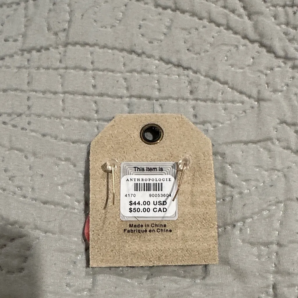 Anthropologie Pink and Gold Teardrop Earrings - Image 2