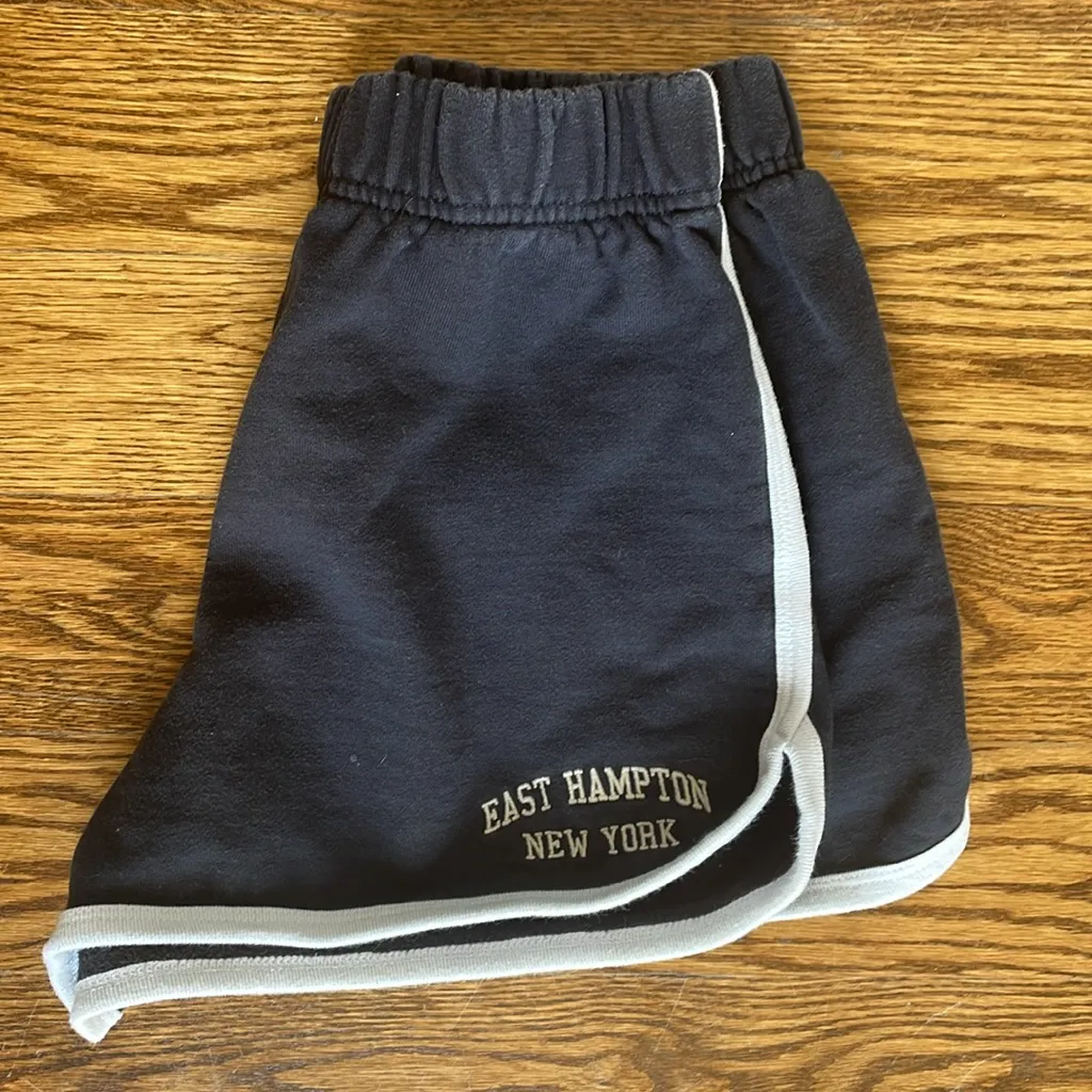 Brandy Melville John Galt Navy New York Contrast Trim Cotton Gym Shorts - Image 6