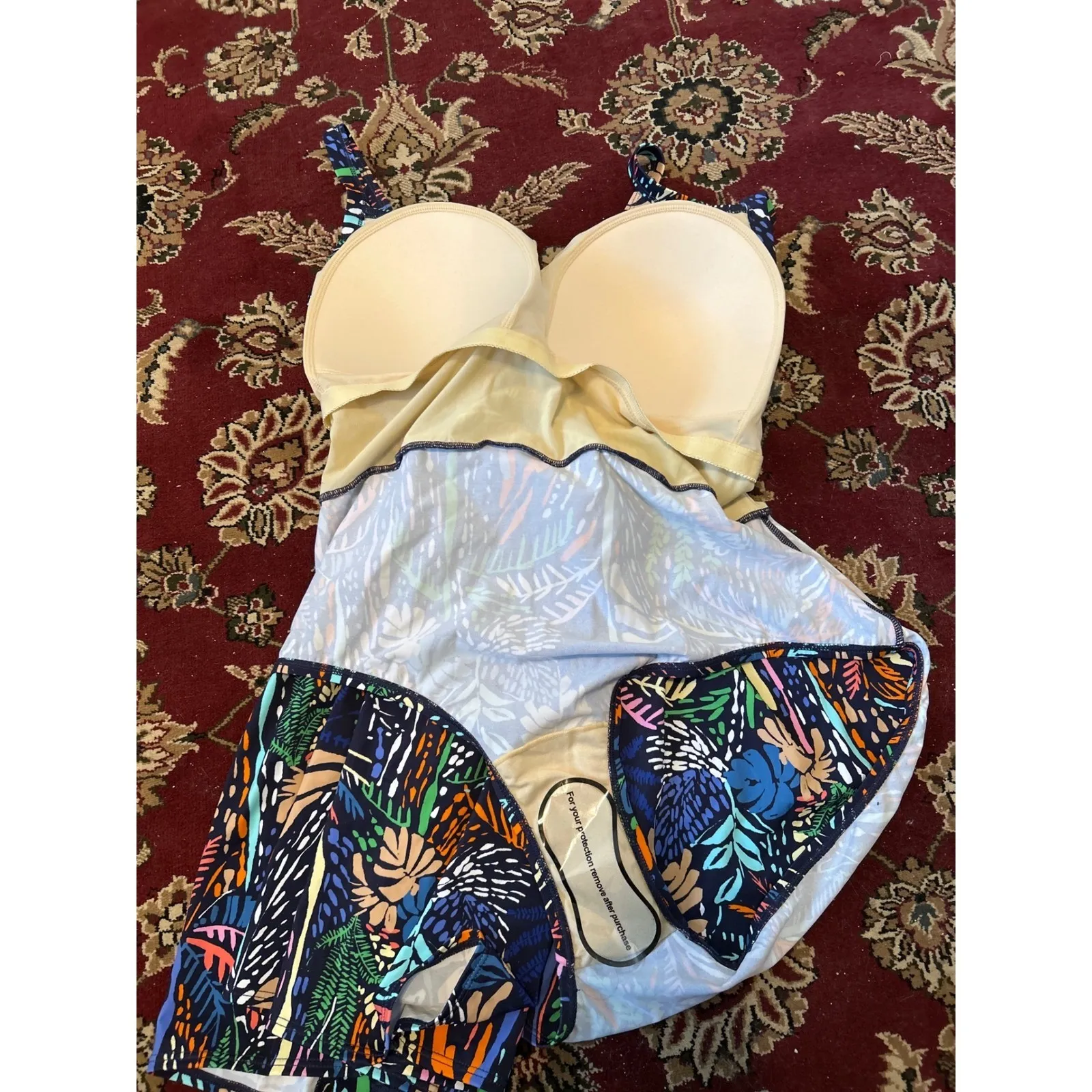 Susan Graver Women's Tropical Print Twist Front Swim Dress Size 20W‎ plus size - Image 6