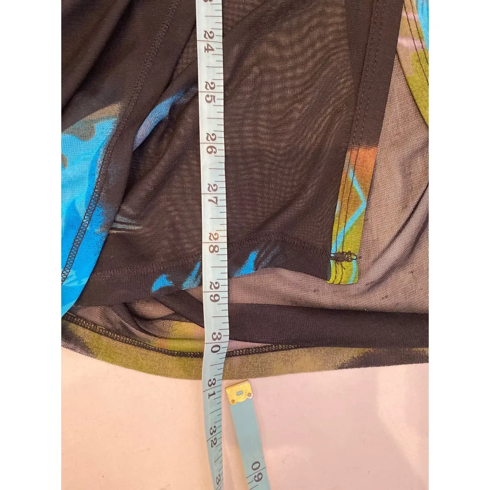 Joseph Ribkoff Sheer Black Blue Button Tunic Sz S Abstract Long Sleeve Cover Up - Image 14