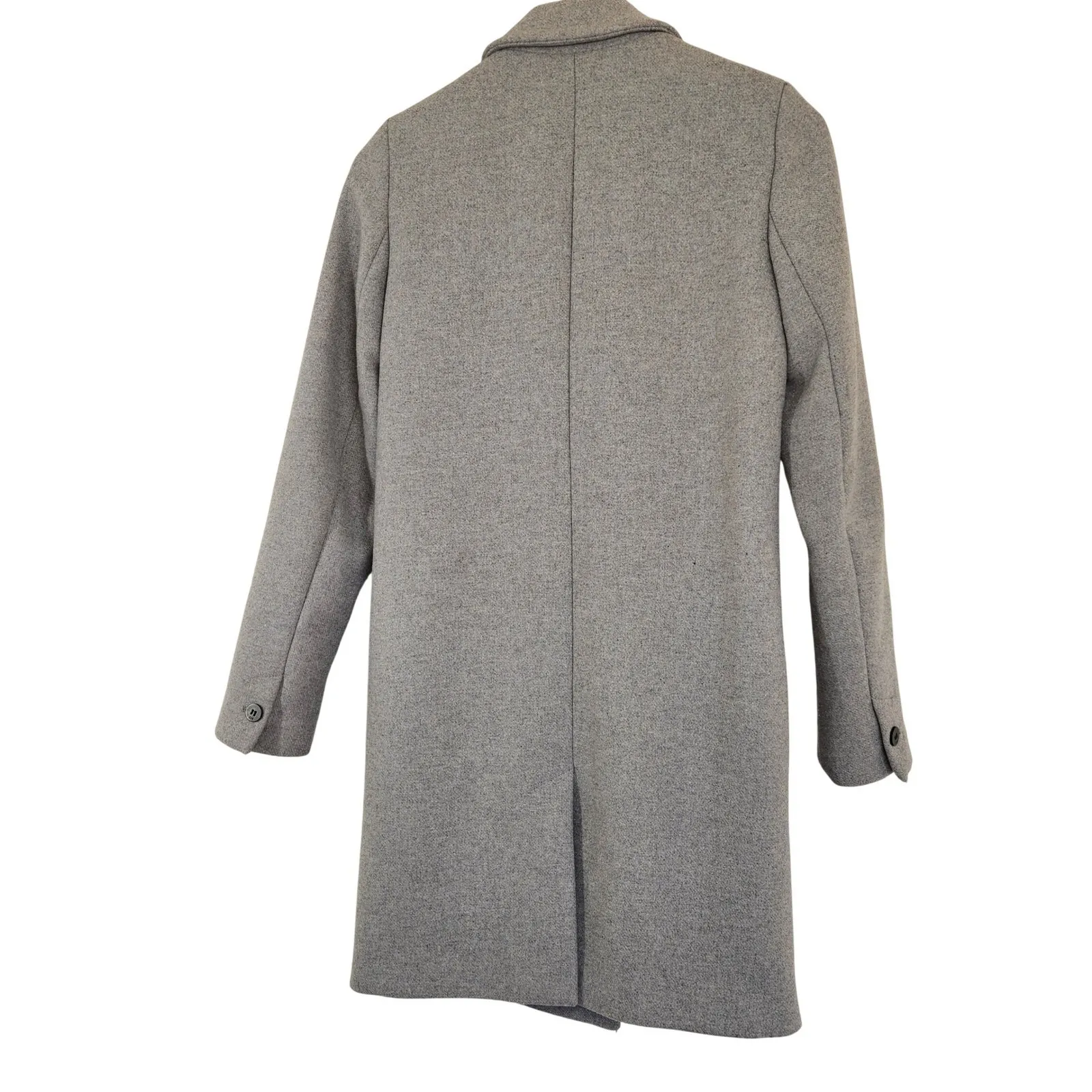 Zara Light Gray Wool Blend Long Pea Coat Xsmall Double Breasted Size XS - Image 11