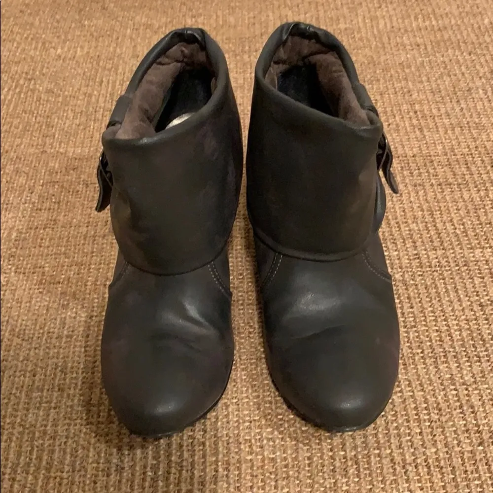 Slam gray grey buckle heel slouch boots pull on booties 8 M - Image 2