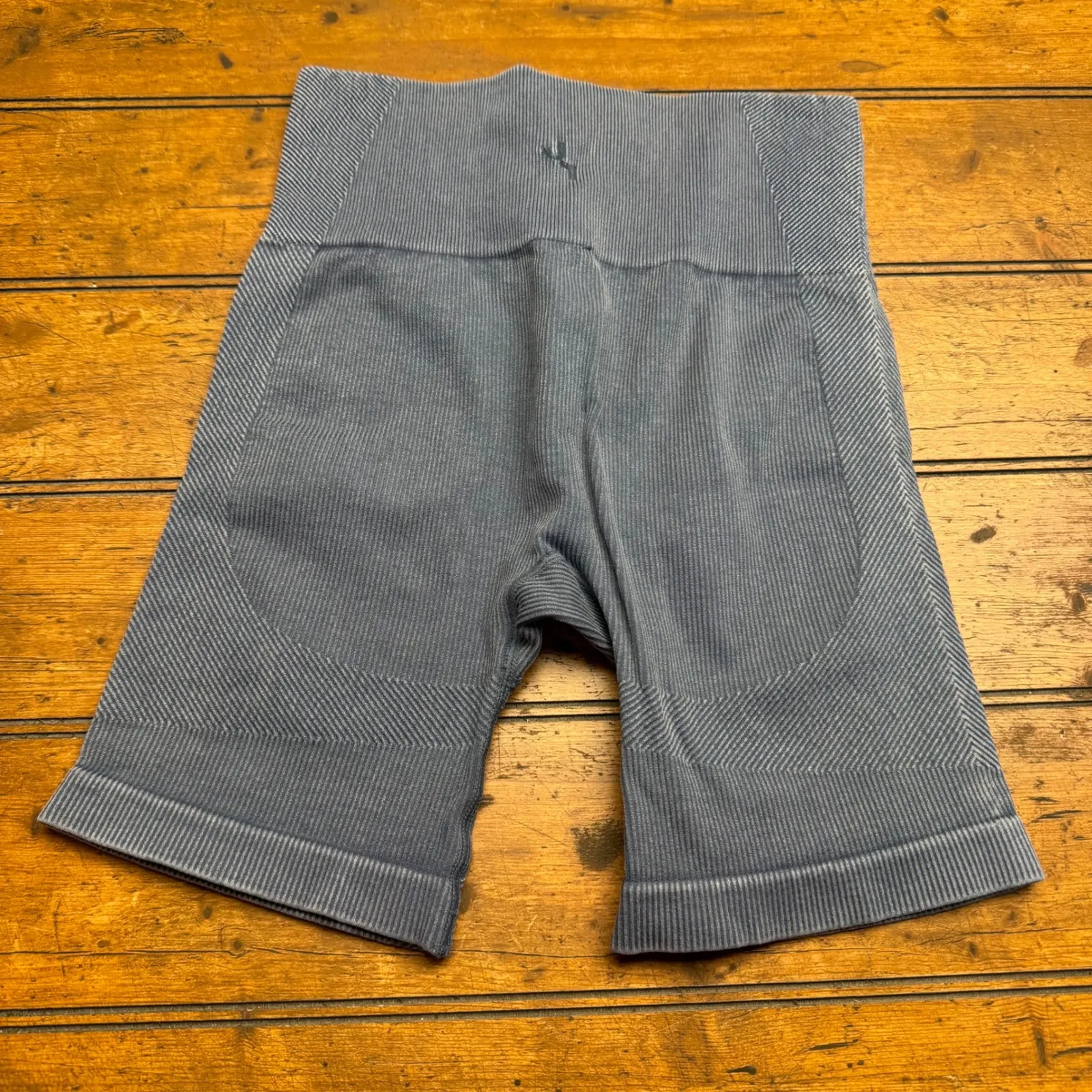 JOYLAB Ribbed Seamless Bike Shorts Womens Extra Small Blue Workout Athletic - Image 2