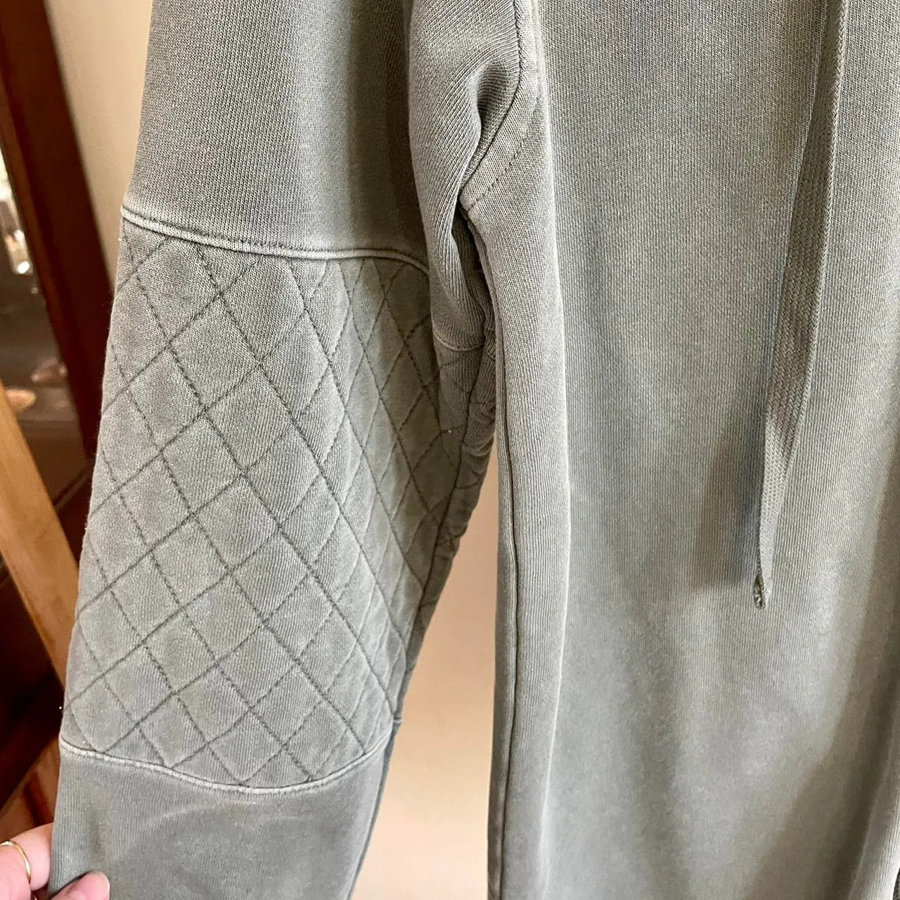 Oversized Quilted Sleeve Sweatshirt in Sage Green - Image 4
