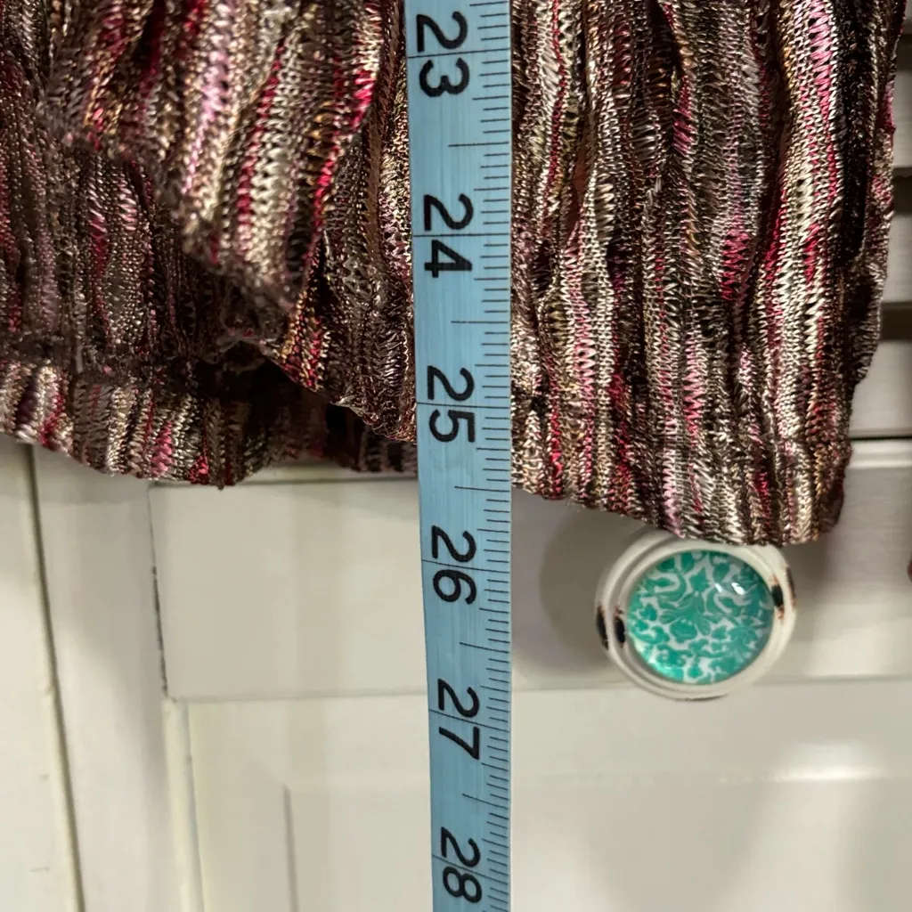 Coldwater Creek Open Front Cardigan Burgundy Brown Tan Cream XS Long Sleeve - Image 4