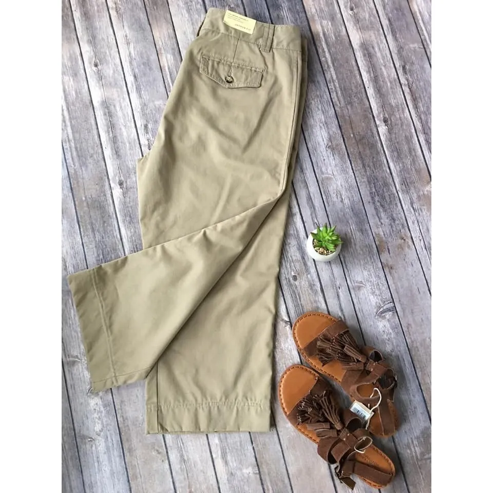 New Eddie Bauer Crop Khaki Chino Pant Y2K Wmn 12 L Capri Vashon Fit Straight Leg - Image 4