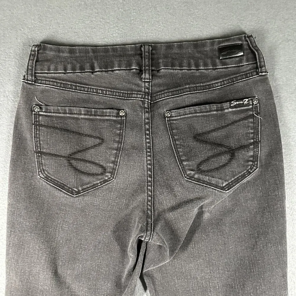 Seven7 Jeans Womens 6 Black Skinny Stretch Denim Pants Mid Rise Faded Classic - Image 11