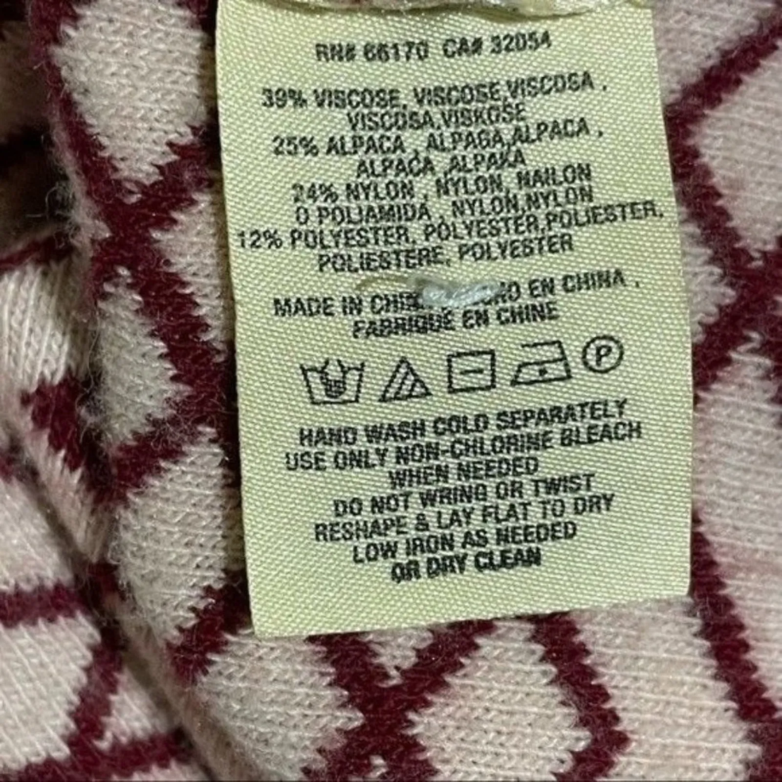 Anthropologie Moth Galena Cowl Neck Sweater L Red Cream Alpaca Blend - Image 13