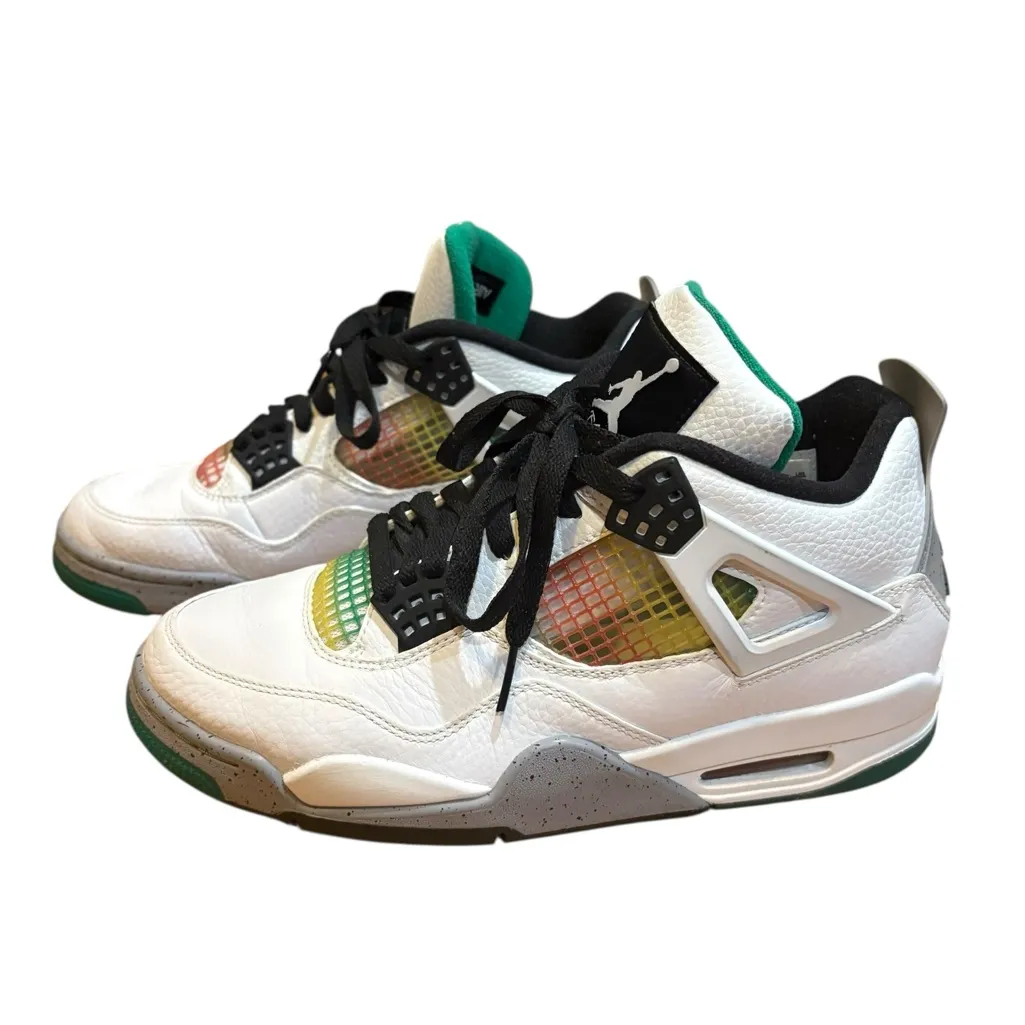 Air Jordan 4 Retro Rasta AQ9129 100 Womens Size 10 White Lucid Green Black - Image 9