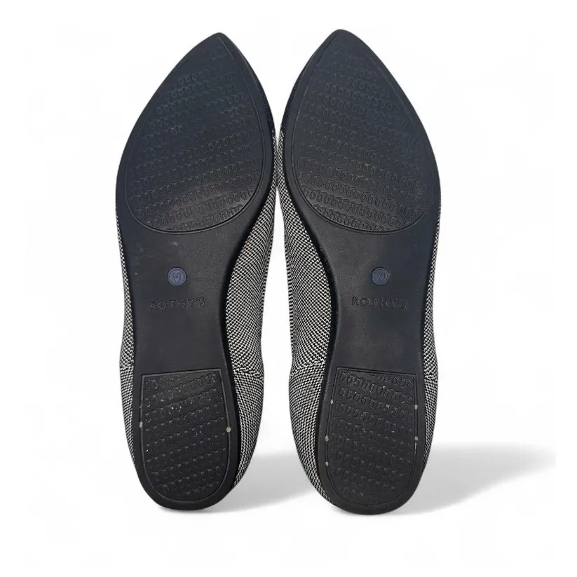 ROTHYS Womens Pointed Toe Flats Black White‎ Woven Knit Comfortable Shoes US 9.5 - Image 5
