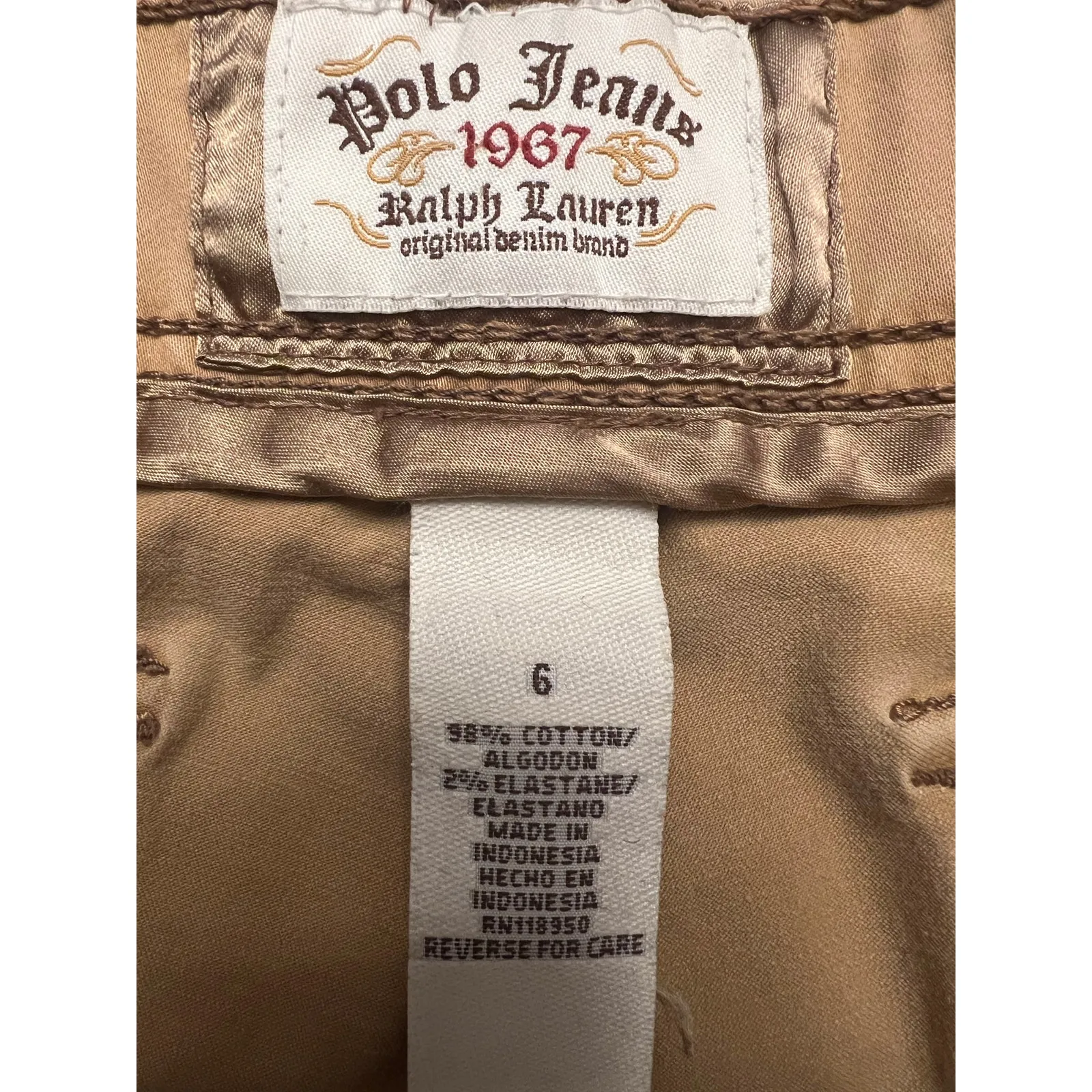 Polo Ralph Lauren 1967 Jeans Cargo Khaki Pants Women’s Sz 6 Tan Straight Leg Y2K - Image 6