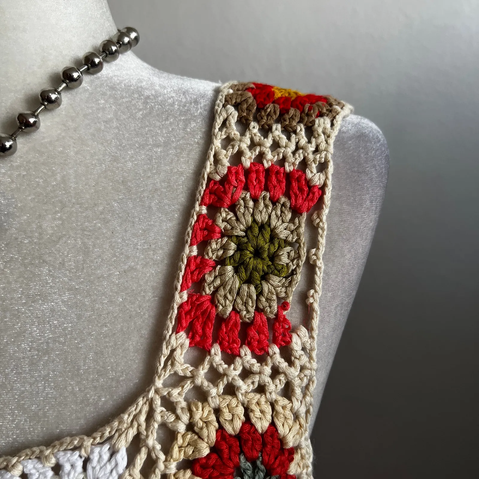 Vintage Granny Square Crochet Tank Top Boho 70s Hippie Y2K Festival‎ Small - Image 2