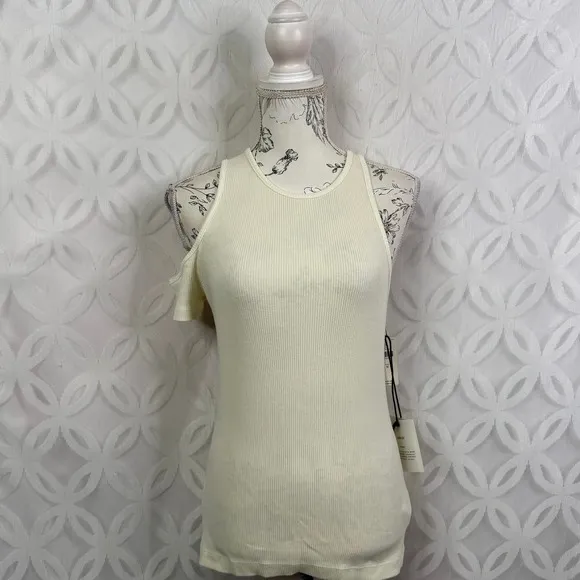 Anthropologie AGOLDE Val‎ Asymmetric Cream Tee Size M NWT - Image 4