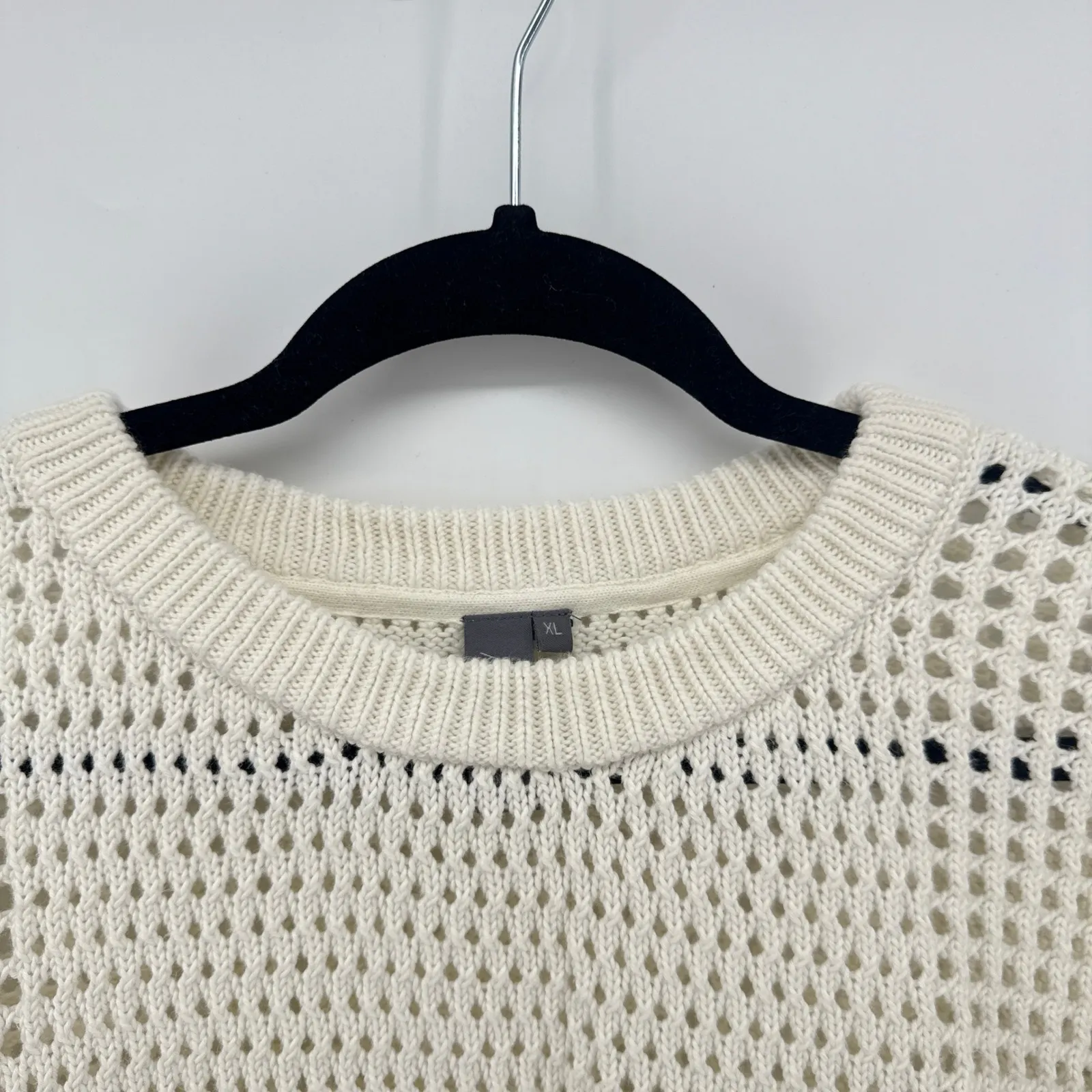 Sweaty Betty Tides High Open Weave Cream Knit Drawstring Pullover Sweater SZ XL - Image 7