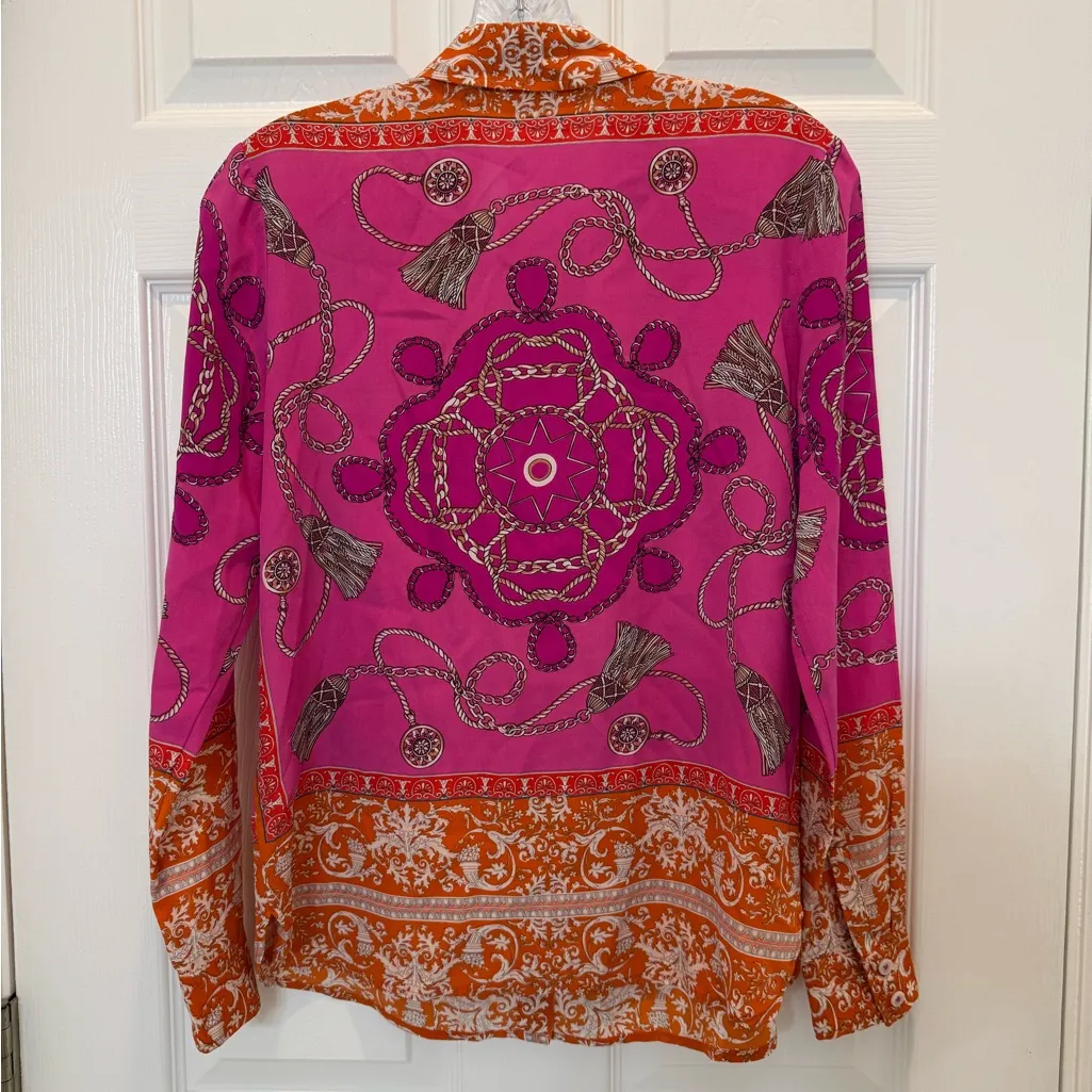 Anthropologie Maeve Potala Silk Buttondown Blouse Size 2 - Image 6