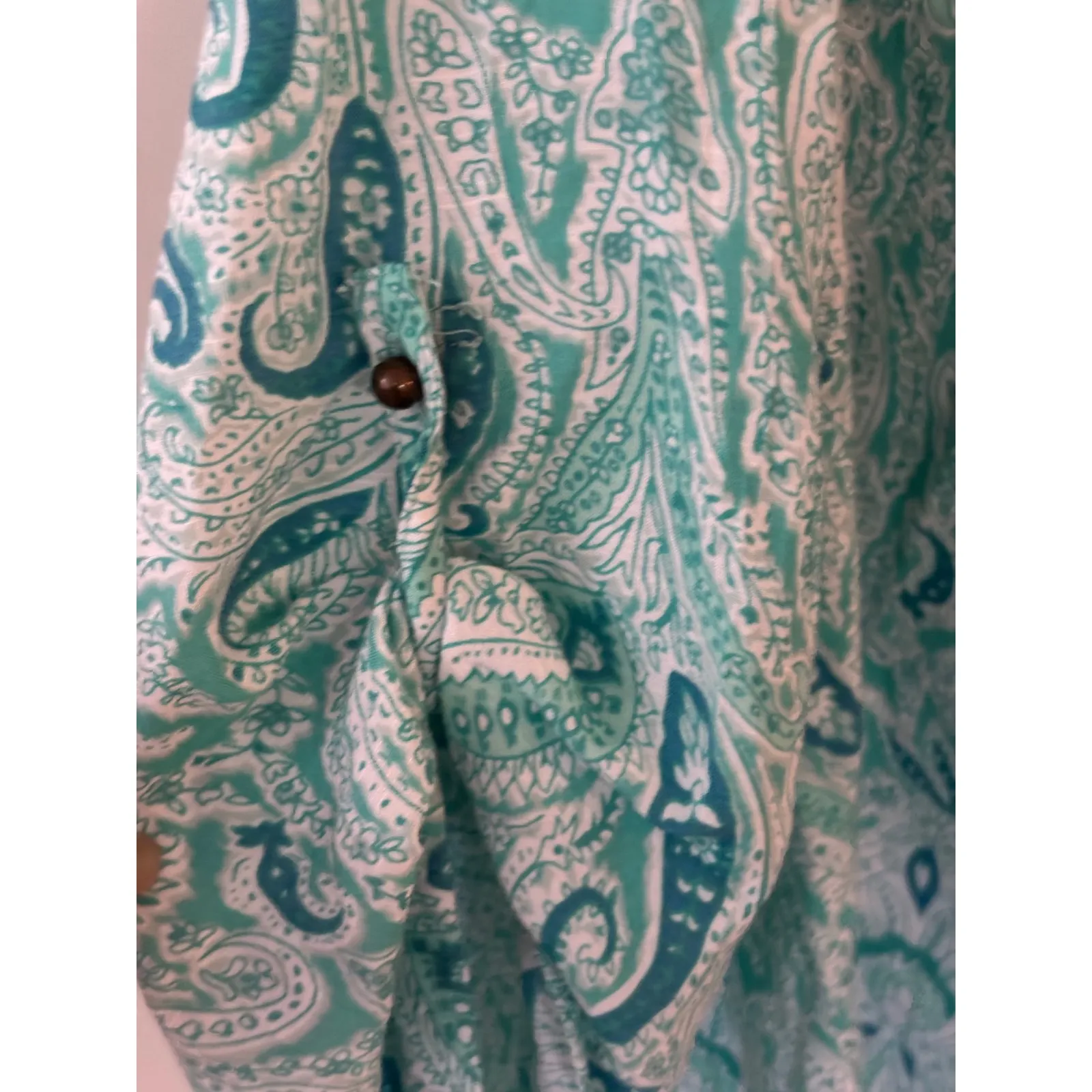 Kim Rogers Curvy Teal Paisley Embellished V Neck Tunic Top Women's 1X - Image 4