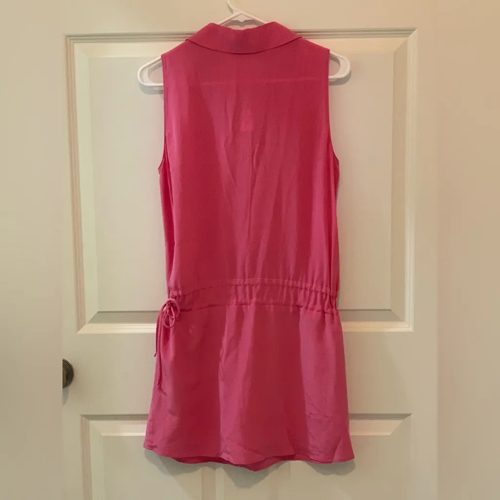 Lavender Brown Pink Sleeveless Collared Silk Dress. Size-Small - Image 3