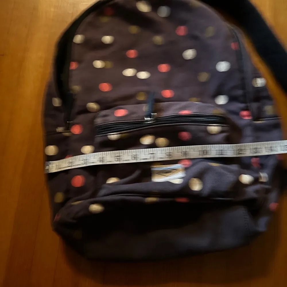 Fossil ELLA Canvas Laptop Backpack Navy Blue Polka Dots Book Bag - Image 2