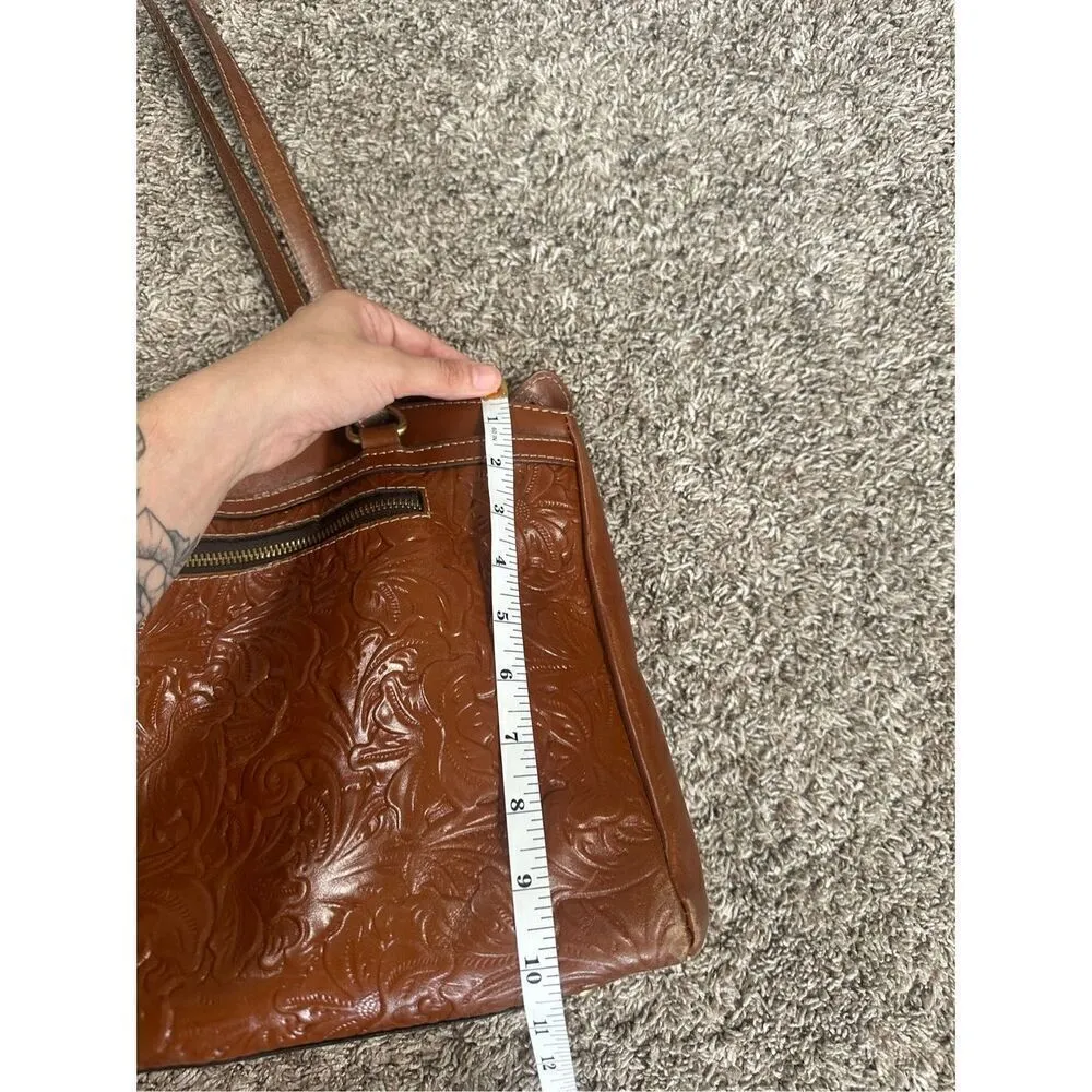 Patricia Nash Tooled Florence Poppy Leather Tote Bag Handbag Shoulder Purse - Image 12