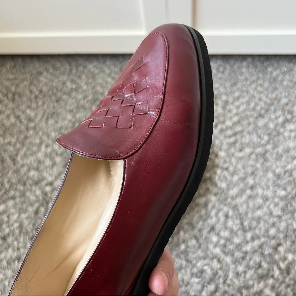 Bottega Veneta Women’s Intrecciato Braided Bordeaux Leather Loafers Size 6.5 - Image 12