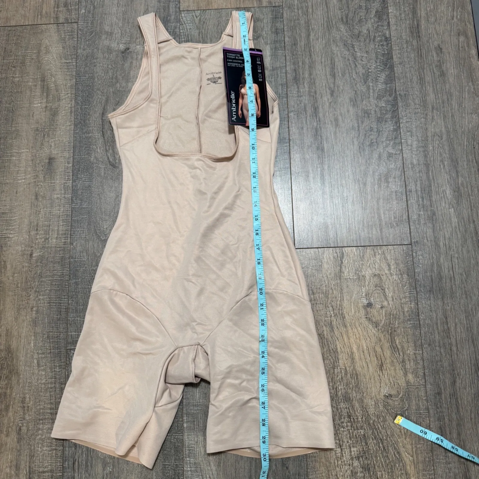 NWT Ambrielle Torsette Thigh Slimmer Shapewear Bodysuit Nude Full Body Large Tan - Image 4