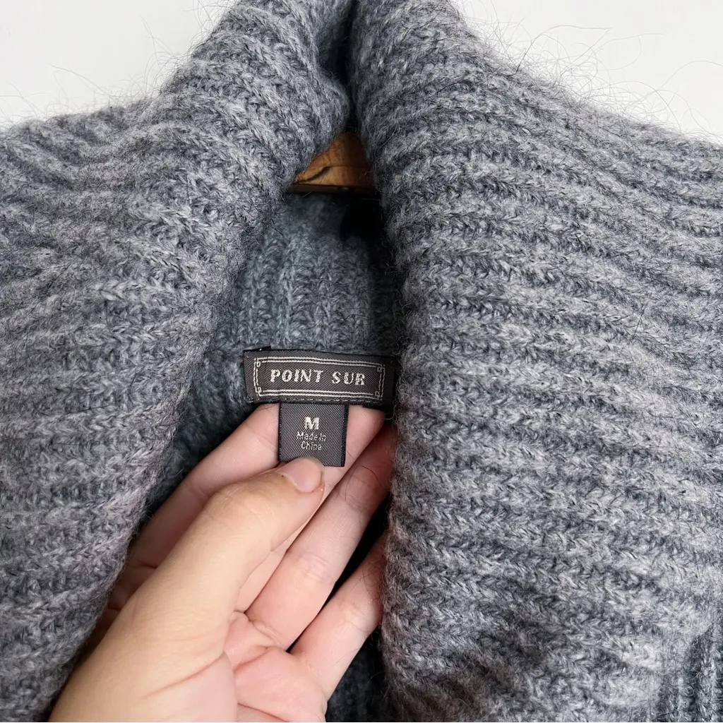 Point Sur • J Crew Mohair Ribbed Turtleneck Sweater cowl heather grey wool knit - Image 5