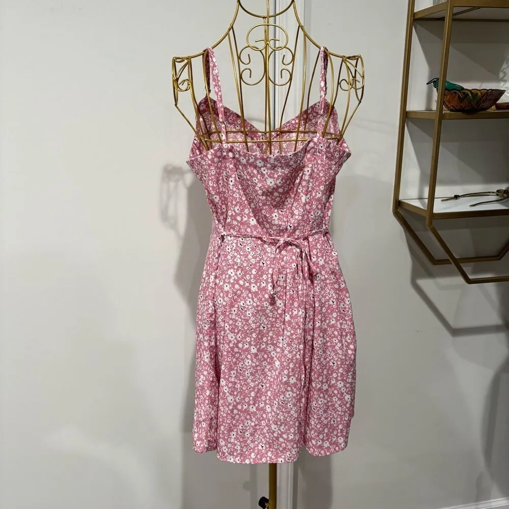 Mod Cloth Pink Ditsy Floral Women's Slip Dress Size L - Image 4