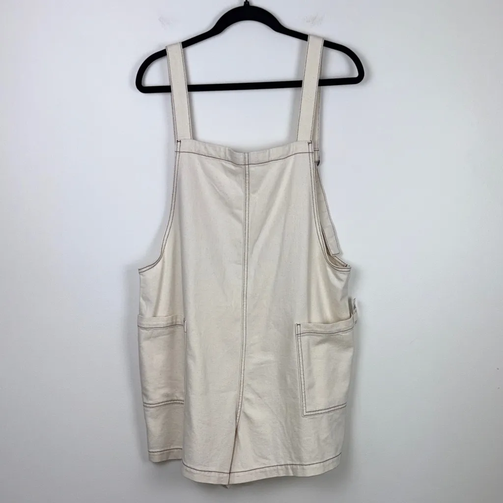 Aerie Denim Shortalls Cream Overalls Women's Size XL New Square Neck Pockets - Image 3