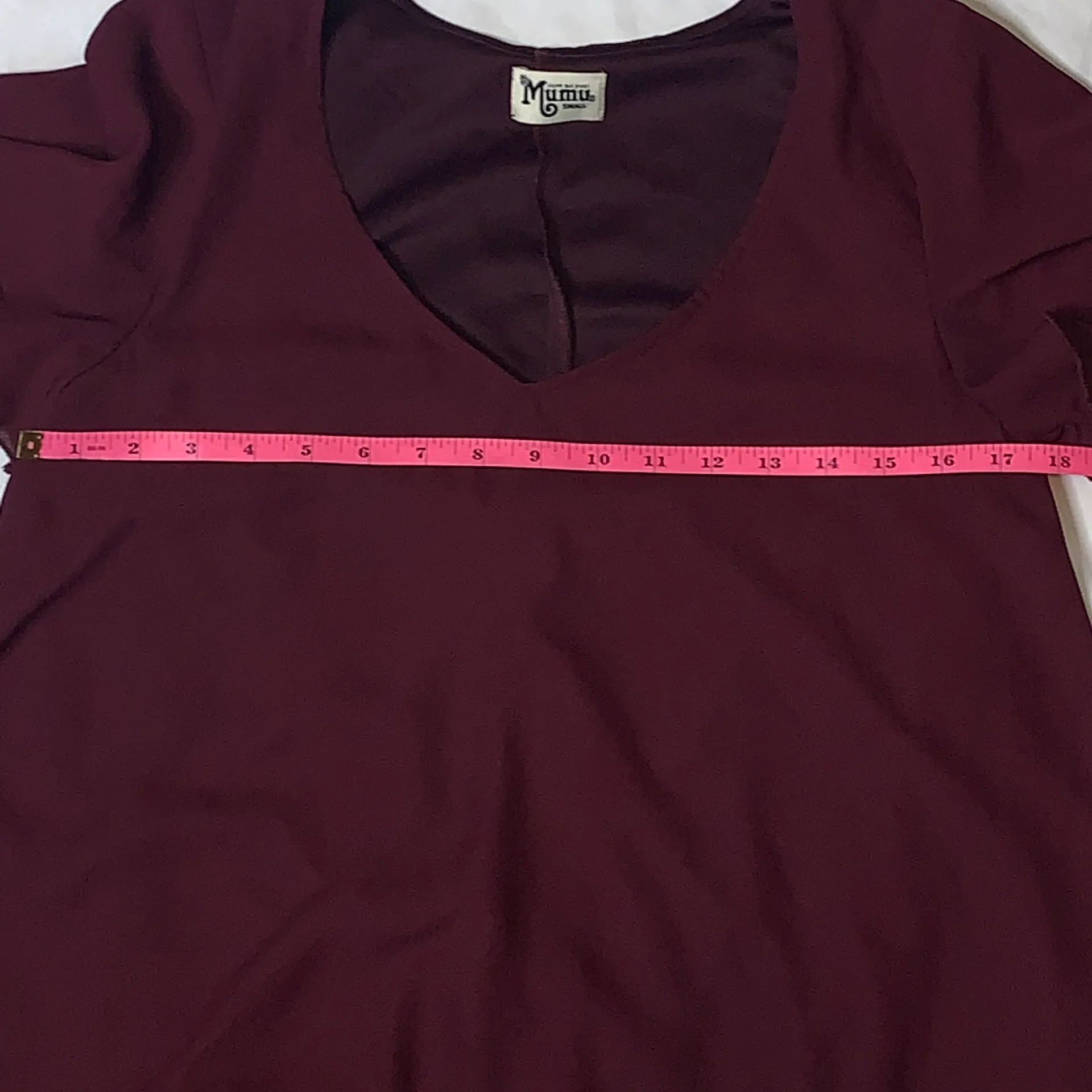 Short Sleeve Mini Burgundy Red Dress Small - Image 6