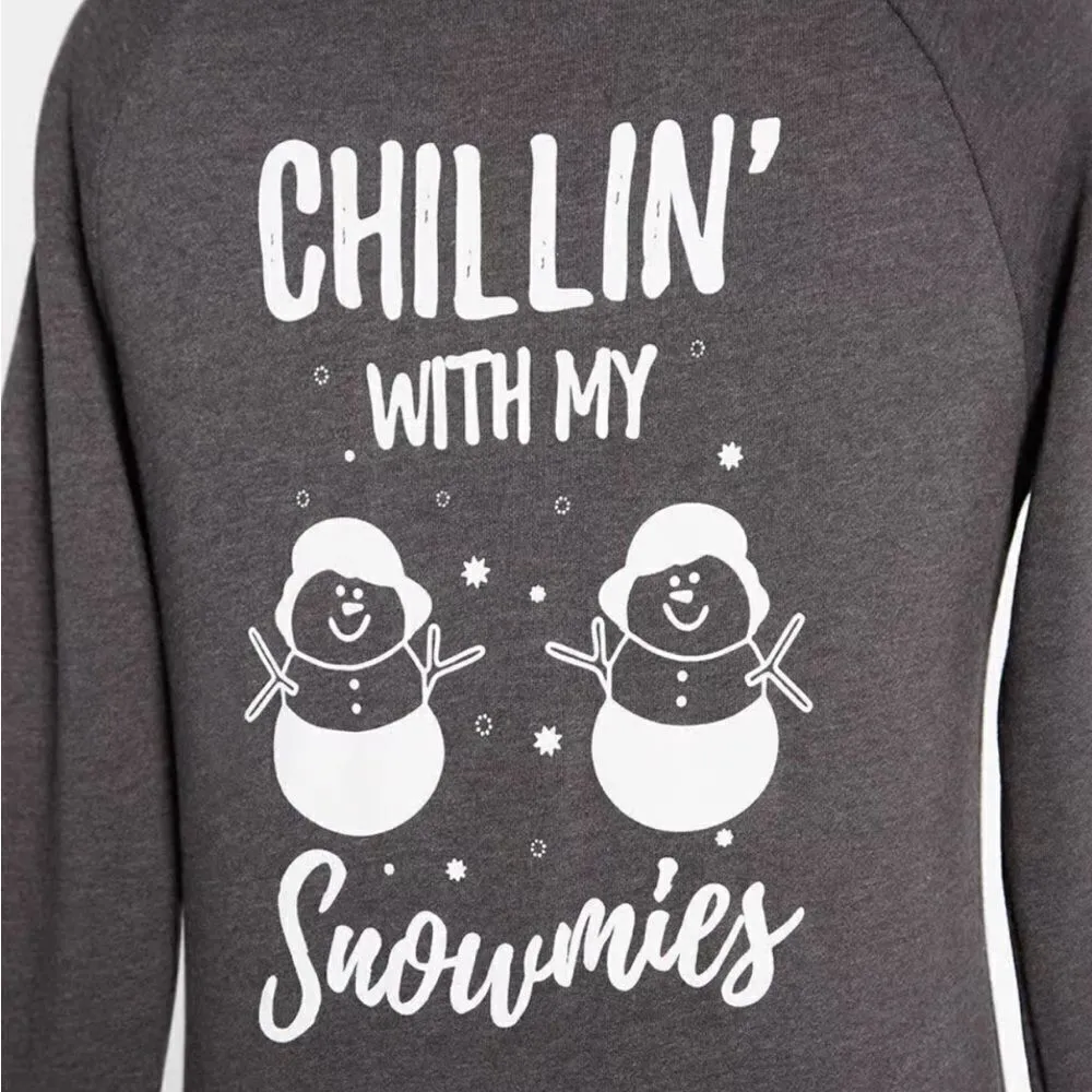 Modcloth Next Level Apparel Gray Zip Up Hoodie Snowman Holiday Design L NWOT - Image 3