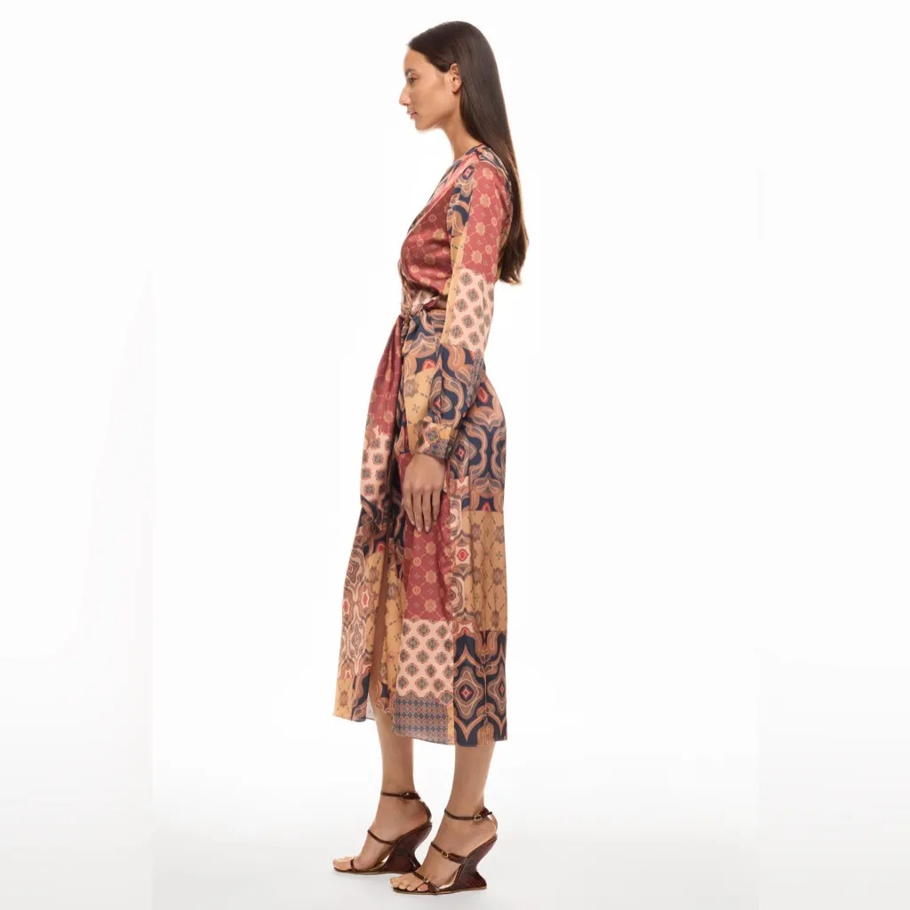 Misa Eliza Patchwork Wrap Dress - Image 13