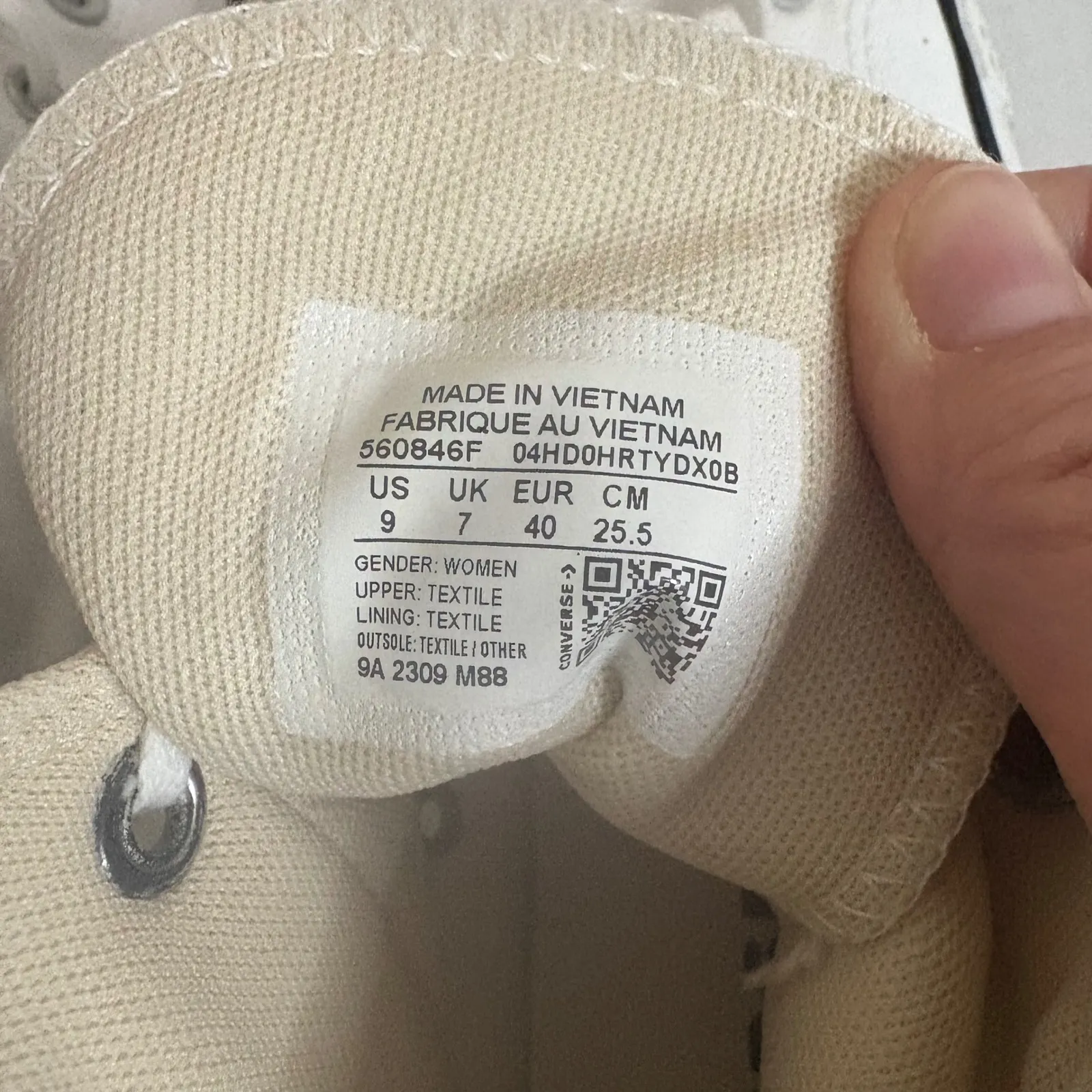 Converse‎ Chuck Taylor All Star Lift Platform High Top White Sneakers Shoes 9 - Image 9