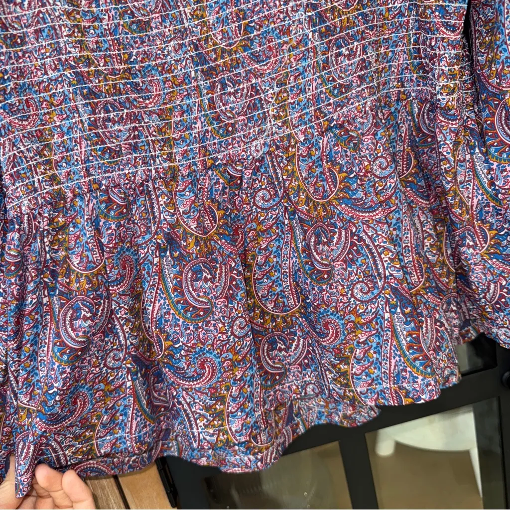 J.Crew Liberty Puff Sleeve Smocked Top Arts Tropical Prince Print paisley blouse - Image 9