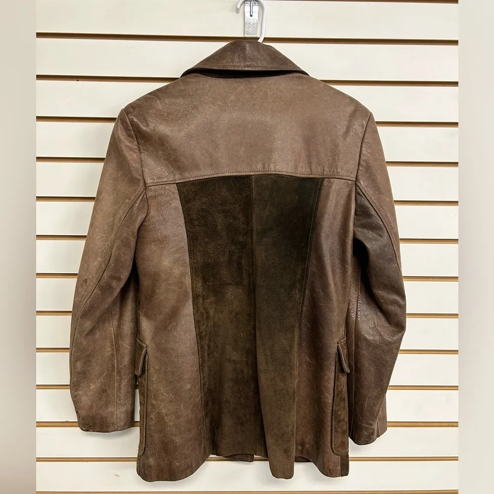 WINLIT 100% Leather & Suede Jacket Brown Lined EUC Rugged Size M - Image 5