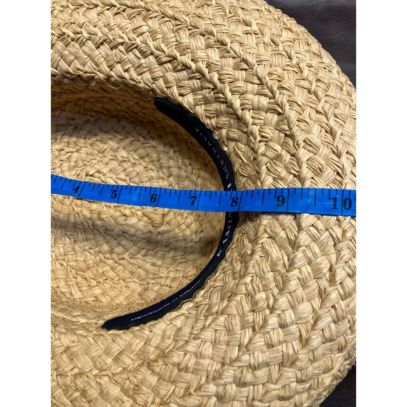 Helen Kaminski Australia 100% Raffia Wide Brim Woven Straw Sun Hat Natural Tan - Image 11