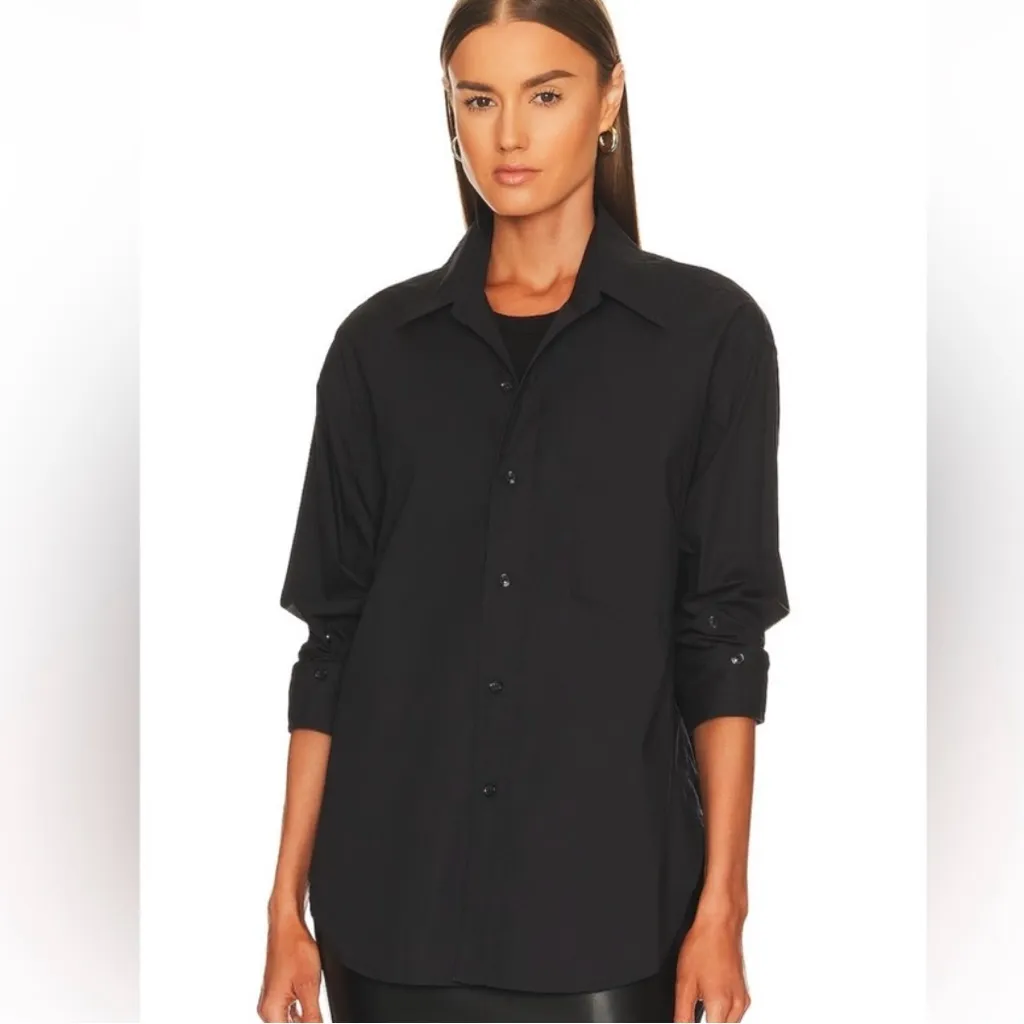 CITIZENS OF HUMANITY Kayla Button Down Short In Black Cotton Poplin Size Large - Image 2