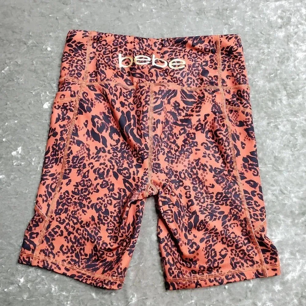 Bebe Leopard Print Biker Shorts - Image 3