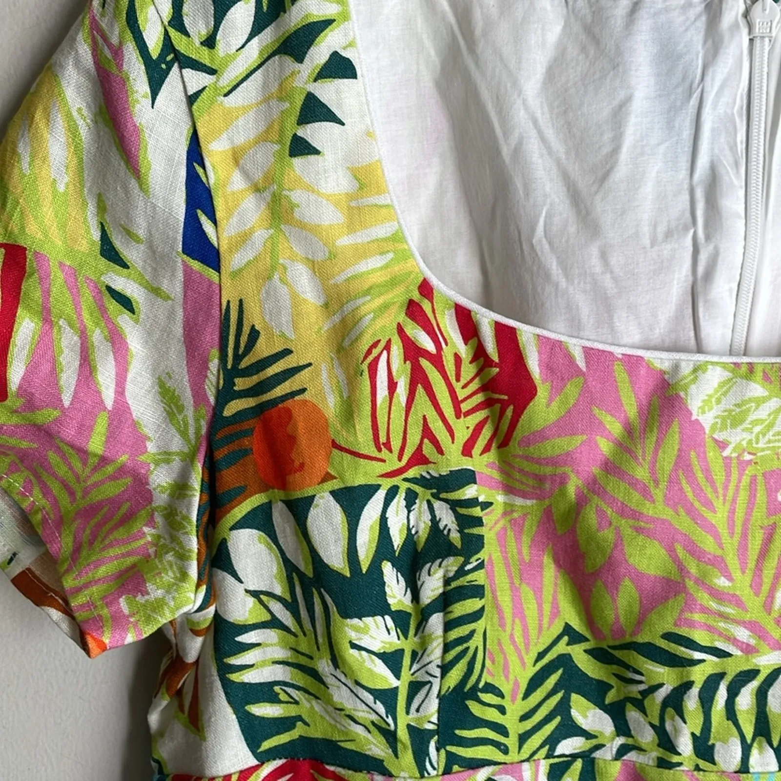 STAUD Sandra Linen Mini Dress Capri Tree Size 10 - Image 11