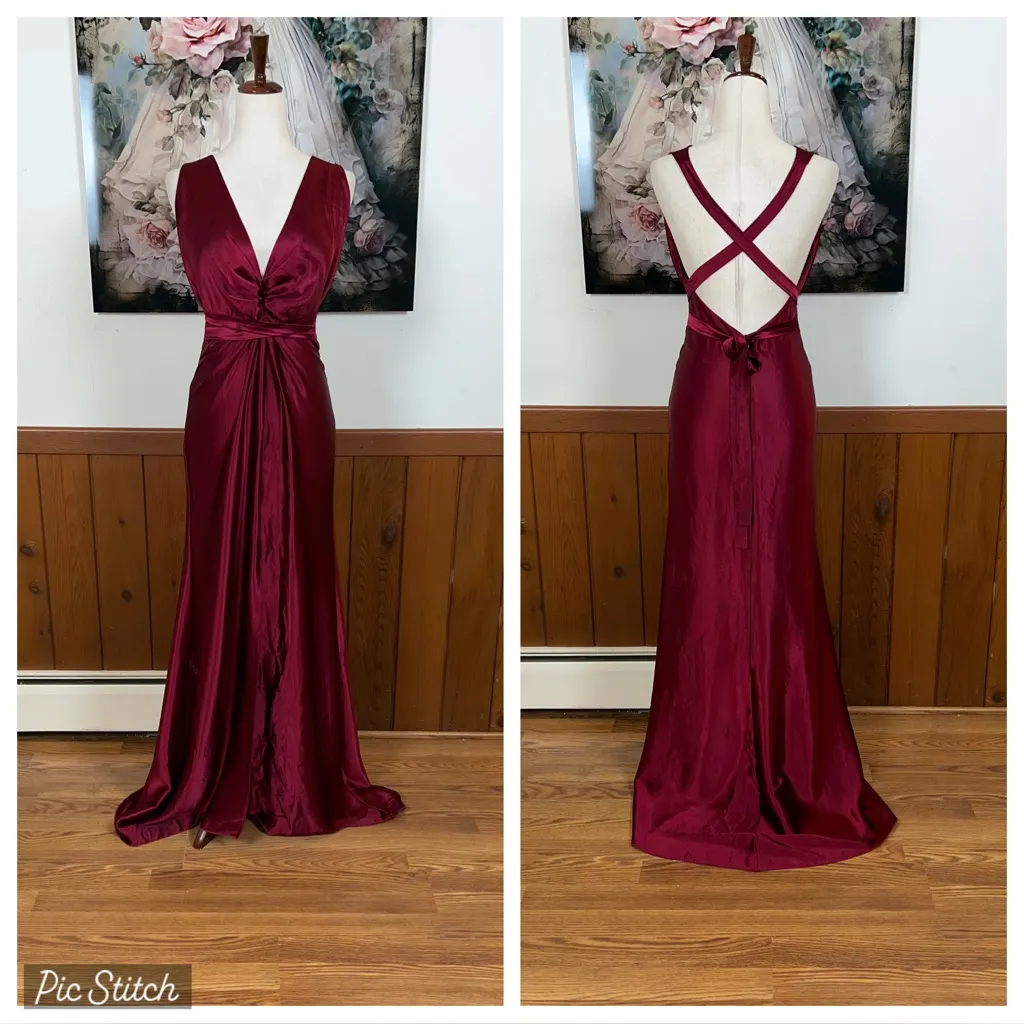 Gorgeous Vintage Y2K Nicole Bakti Ruby Satin Evening Gown! - Image 2