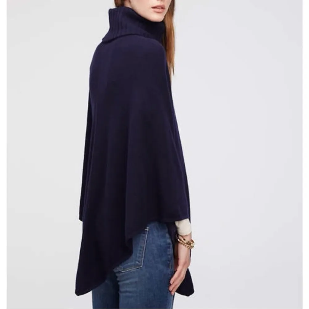 J. Crew Wool-cashmere blend turtleneck poncho Navy - Image 2